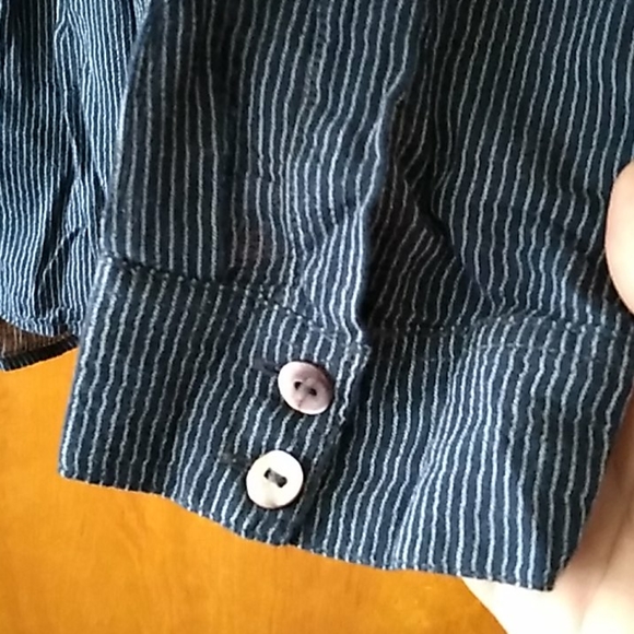 Free People Pinstripe/Floral Button Neck Blouse - Picture 3 of 8